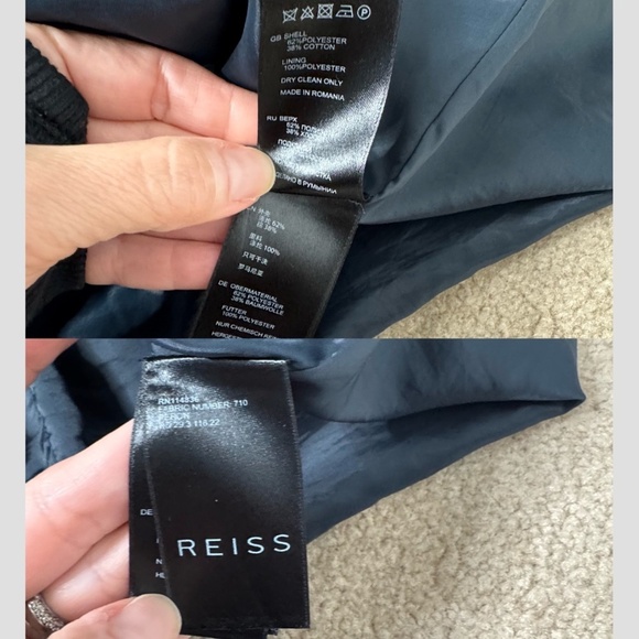 Reiss Peron Dress Fit And Flare Cocktail Mini Dress Sleeveless Pockets Navy Grey - Picture 14 of 16